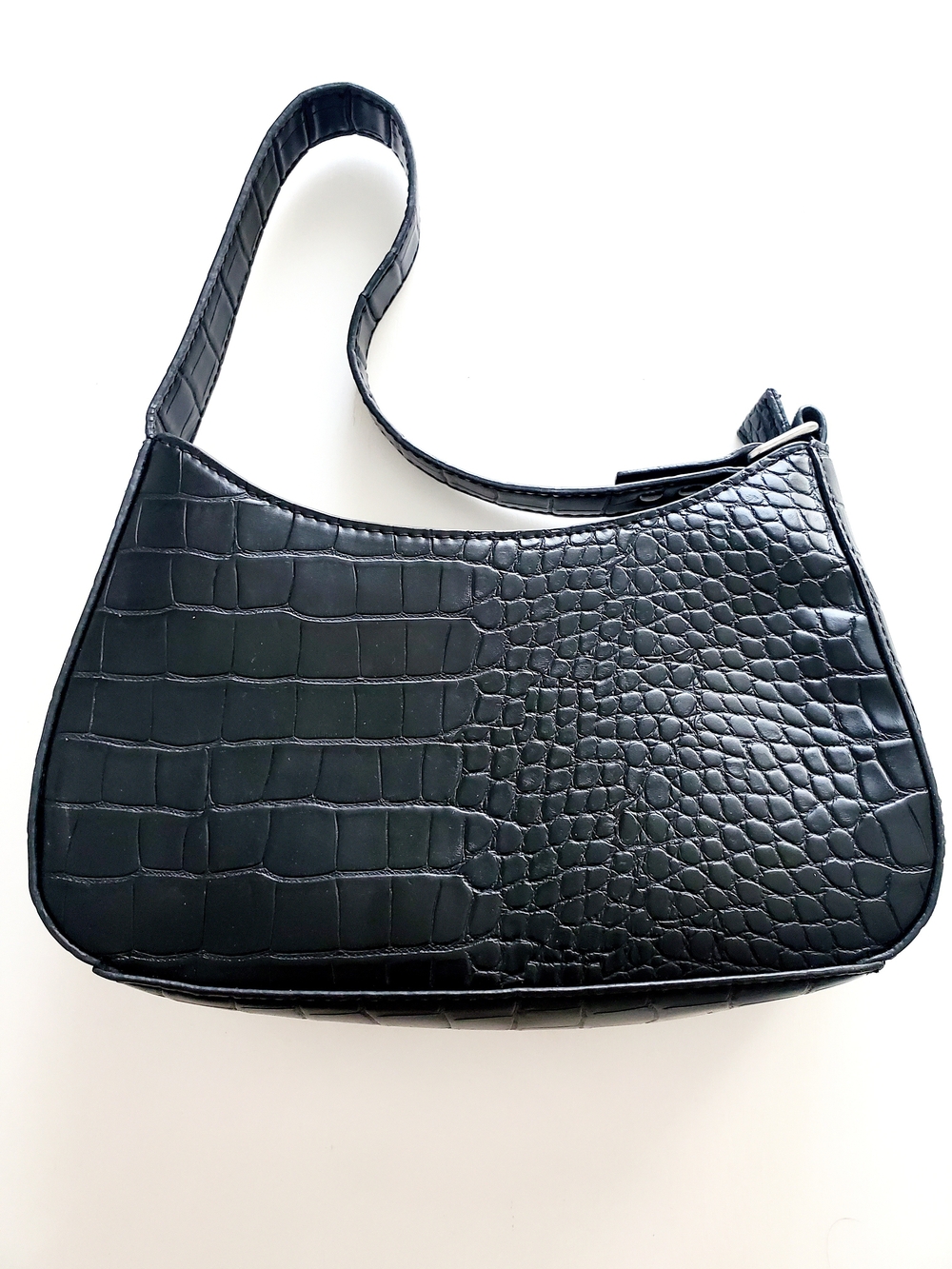 Urban Outfitters Black Croc-Embossed Shoulder Bag
